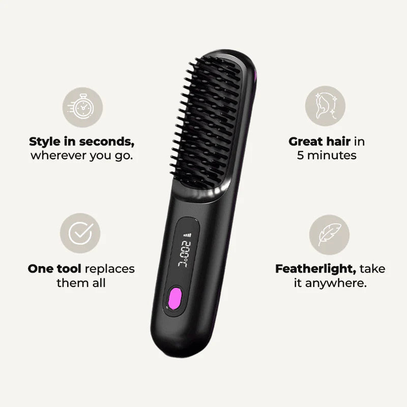 Rechargeable Hair Straightener, Portable Straightener Brush for Travel