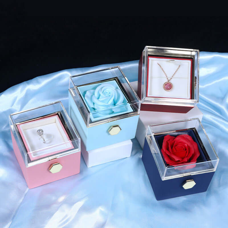 Rotating Rose Jewelry Box with Eternal Soap Flower
