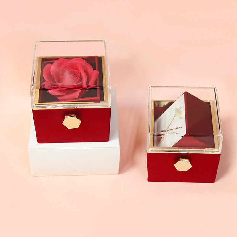 Rotating Rose Jewelry Box with Eternal Soap Flower