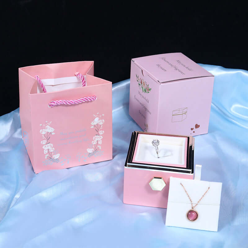 Rotating Rose Jewelry Box with Eternal Soap Flower