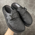 Leather-Paneled Boken Half-Slip-On Slippers 1026062306