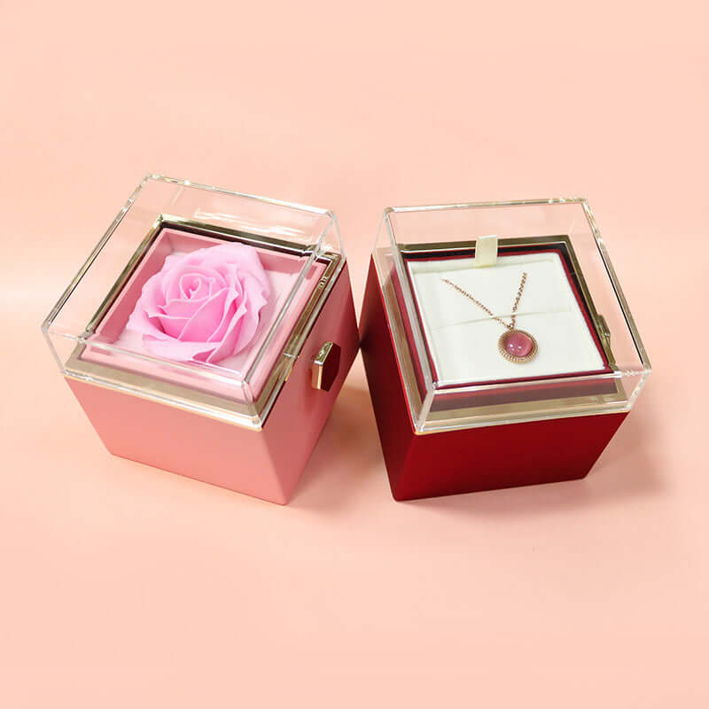 Rotating Rose Jewelry Box with Eternal Soap Flower