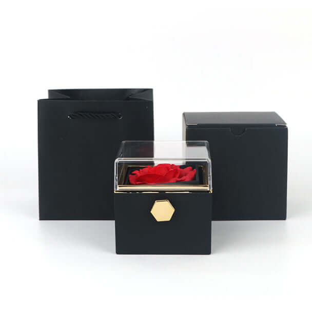 Rotating Rose Jewelry Box with Eternal Soap Flower