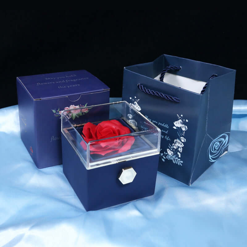 Rotating Rose Jewelry Box with Eternal Soap Flower