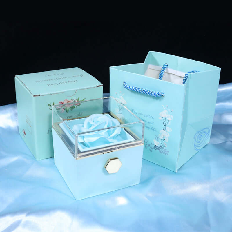 Rotating Rose Jewelry Box with Eternal Soap Flower