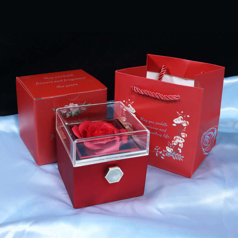 Rotating Rose Jewelry Box with Eternal Soap Flower