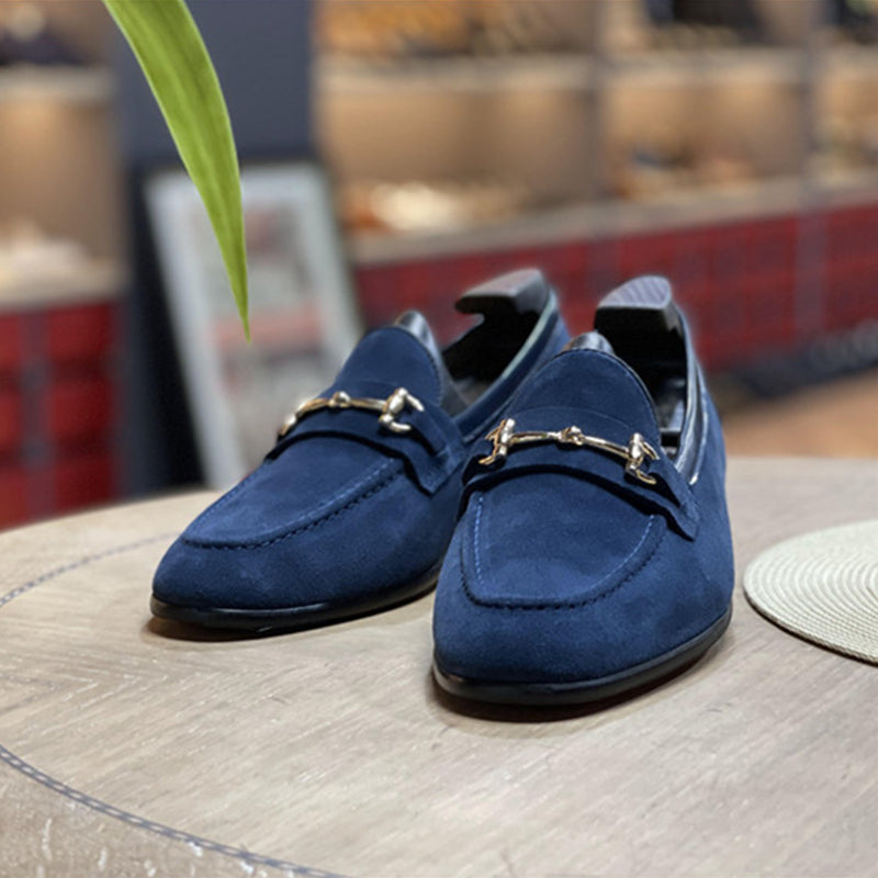 Fashion Double Buckle Classic Suede Business Loafers Slip-On Shoes