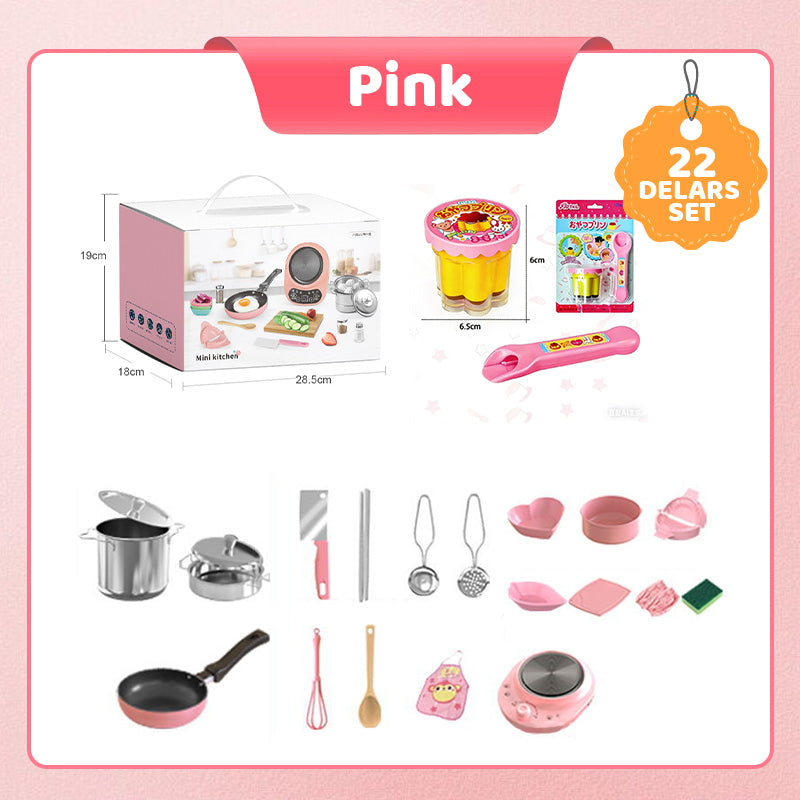 🎁[Best Gift For Kid]🍳Children's Real Cooking Mini Kitchen Toys - 22 PCS Set