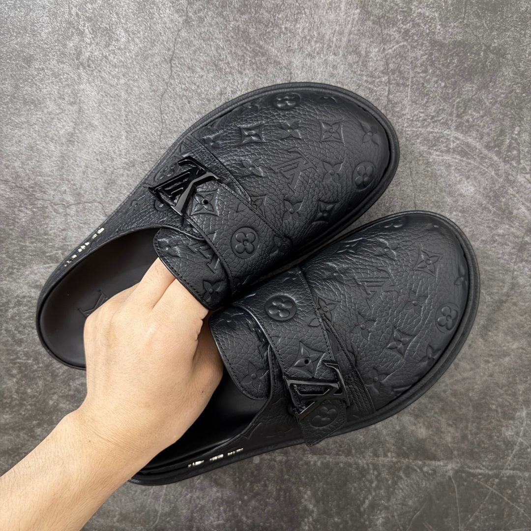 Leather-Paneled Boken Half-Slip-On Slippers 1026062306