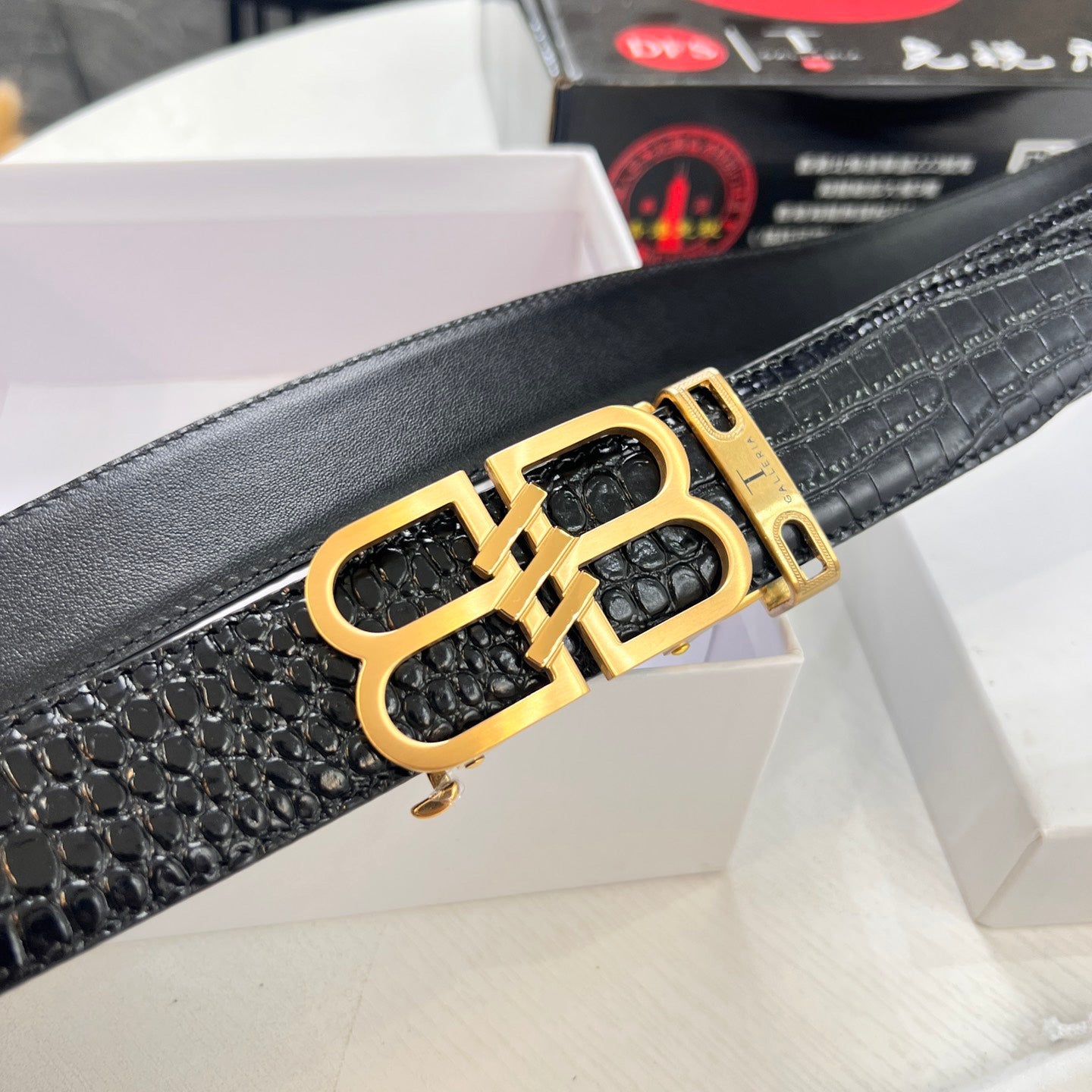 Men's Double-Sided Calfskin Checkered Belt 1026062215
