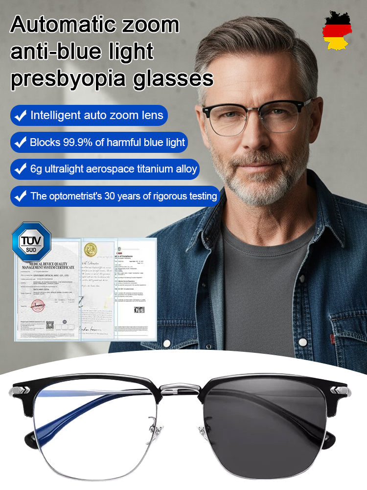 🔥Transform Your Vision with Revolutionary Auto-Zoom Glasses【Auto-focus blue light blocking reading glasses】