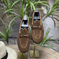 Fashion Double Buckle Classic Suede Business Loafers Slip-On Shoes