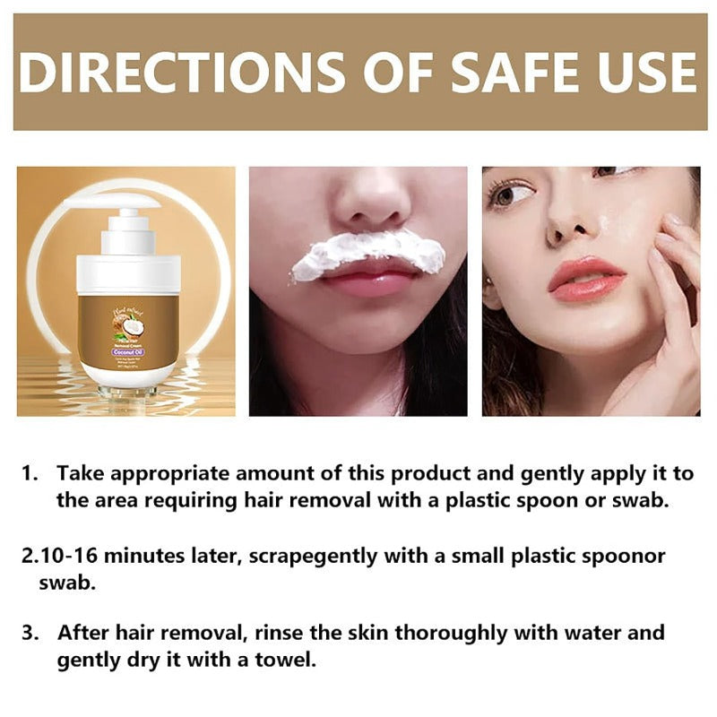 Coconut Oil Facial & Body Hair Removal Cream – Gentle & Moisturizing
