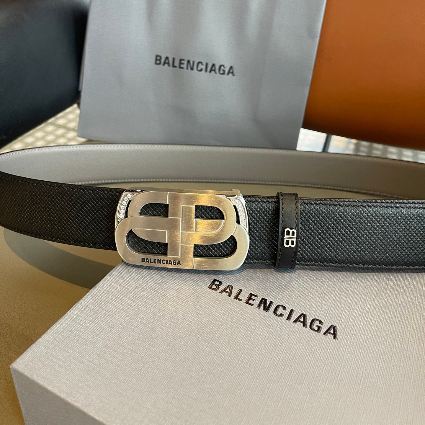 Men's Double-Sided Calfskin Checkered Belt 1026062214