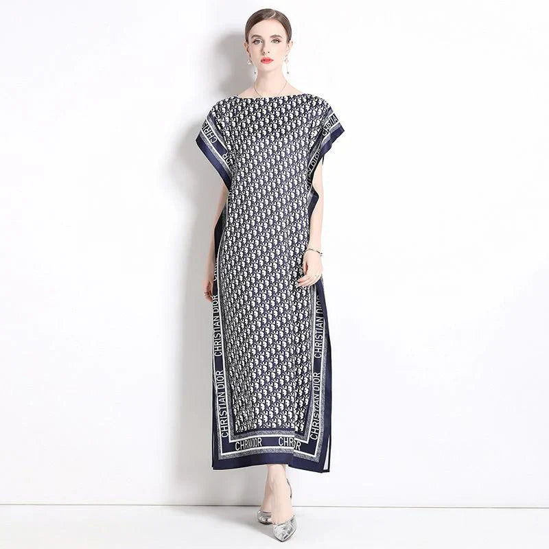 New Fashion All-match One-line Collar Lace-up Dress 1024040314