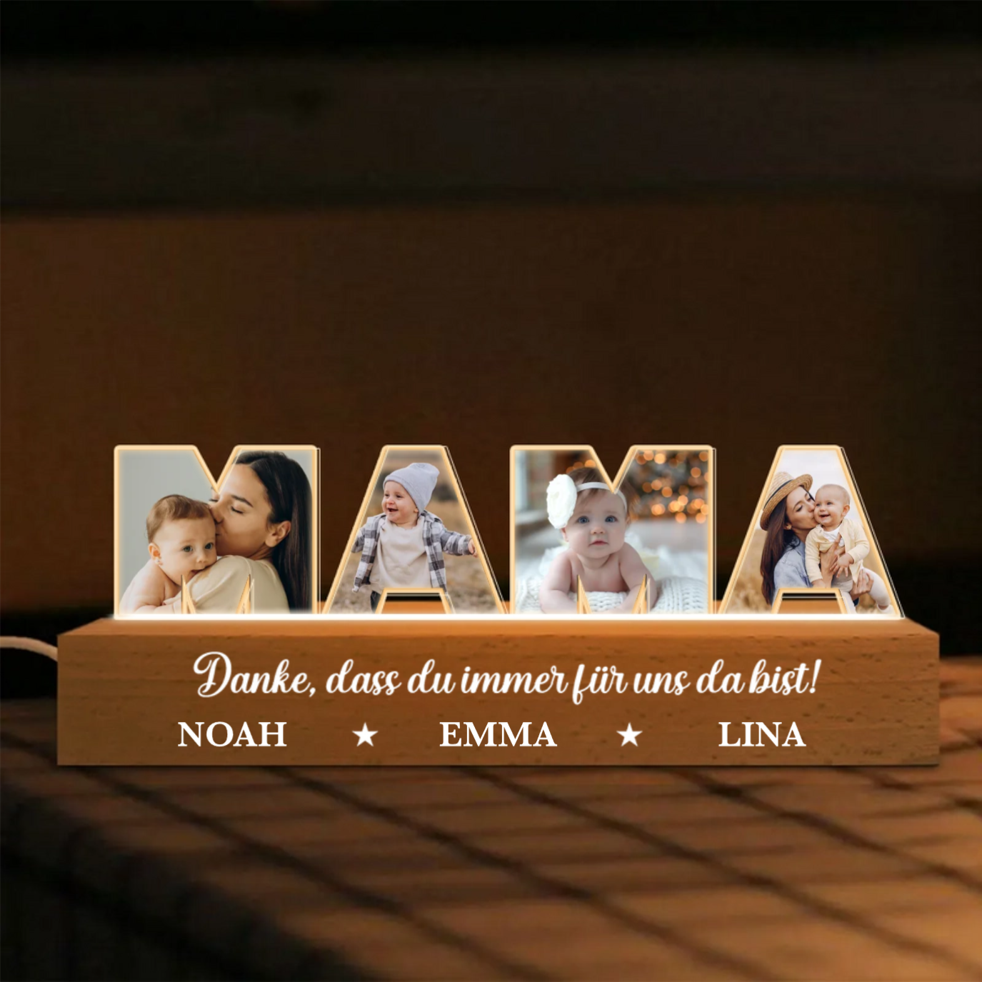 Personalized LED Night Light with Photos and Text