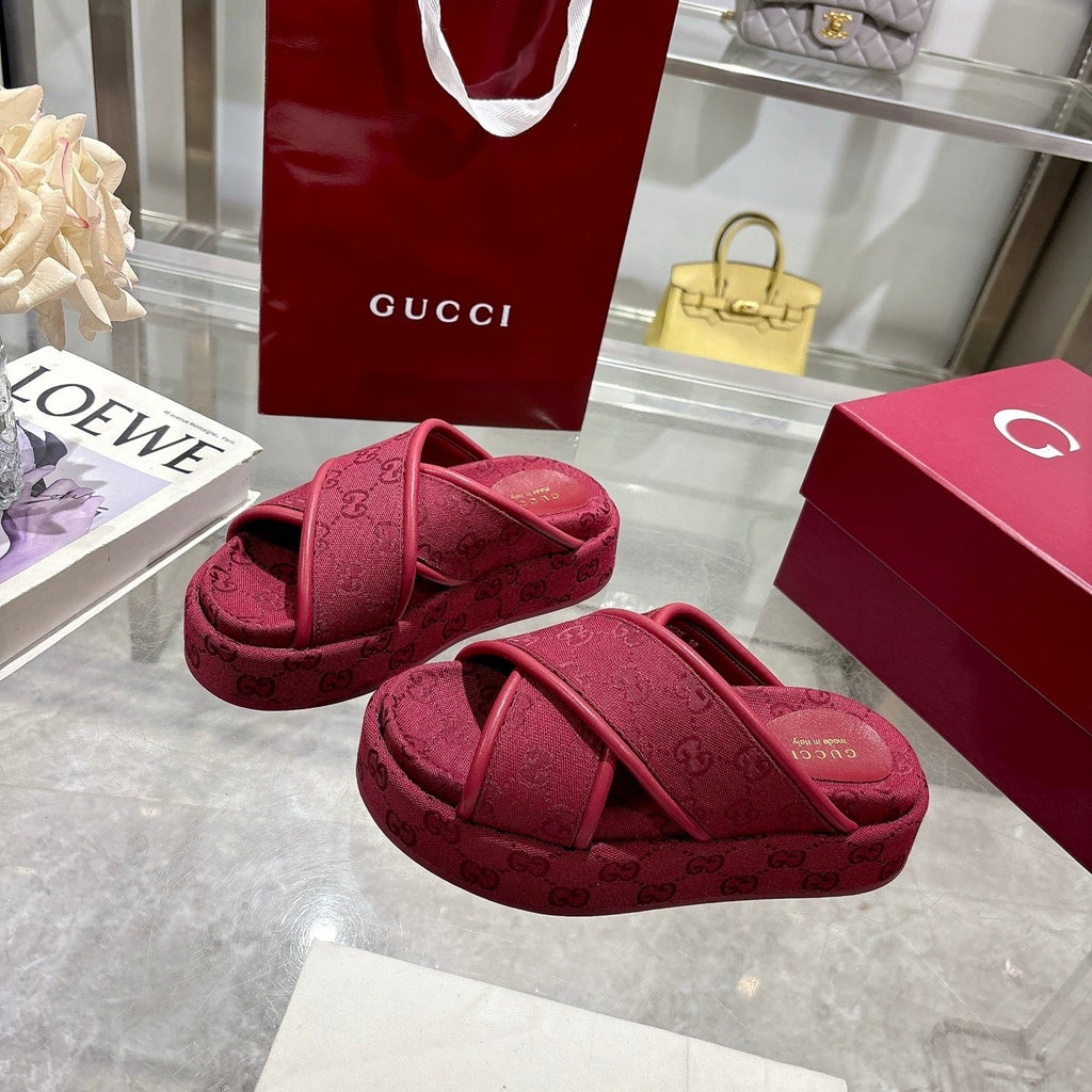 GG cross-upper thick-soled flip-flops 0725052901