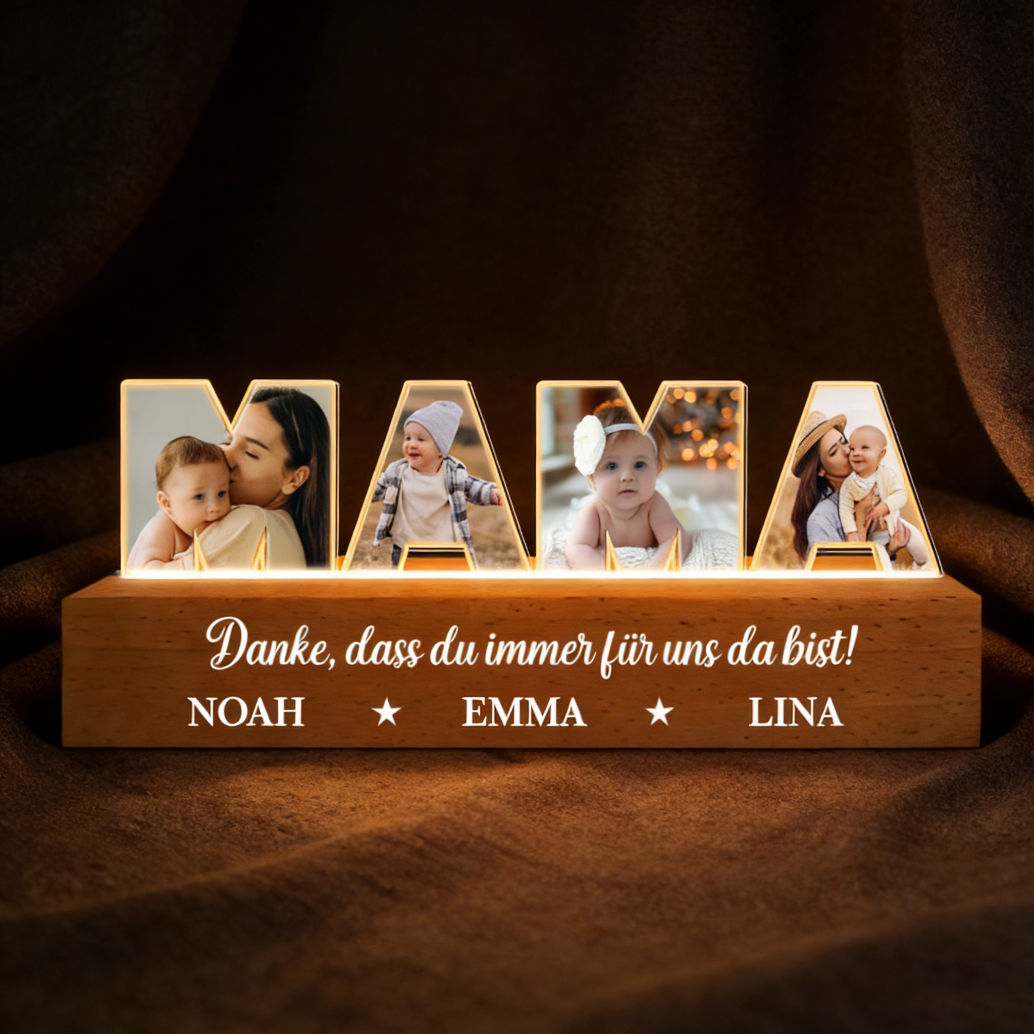 Personalized LED Night Light with Photos and Text