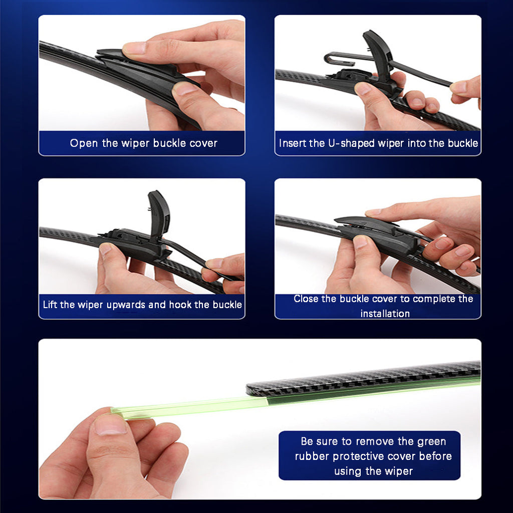 Quiet, Boneless Carbon Fiber Windscreen Wipers