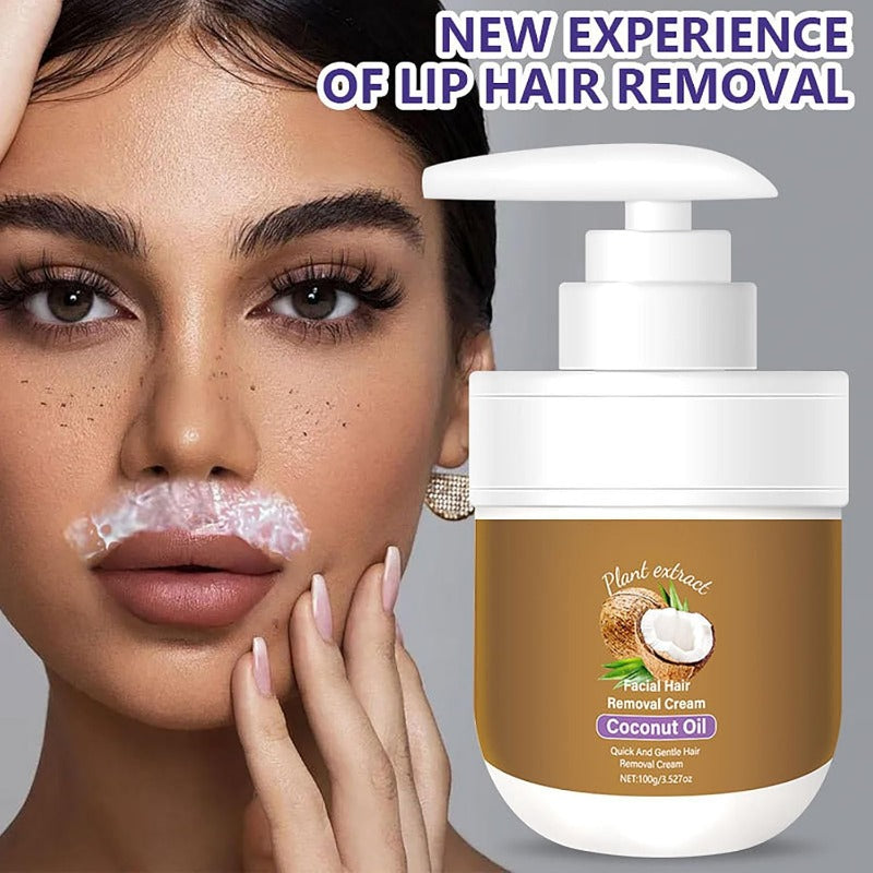Coconut Oil Facial & Body Hair Removal Cream – Gentle & Moisturizing