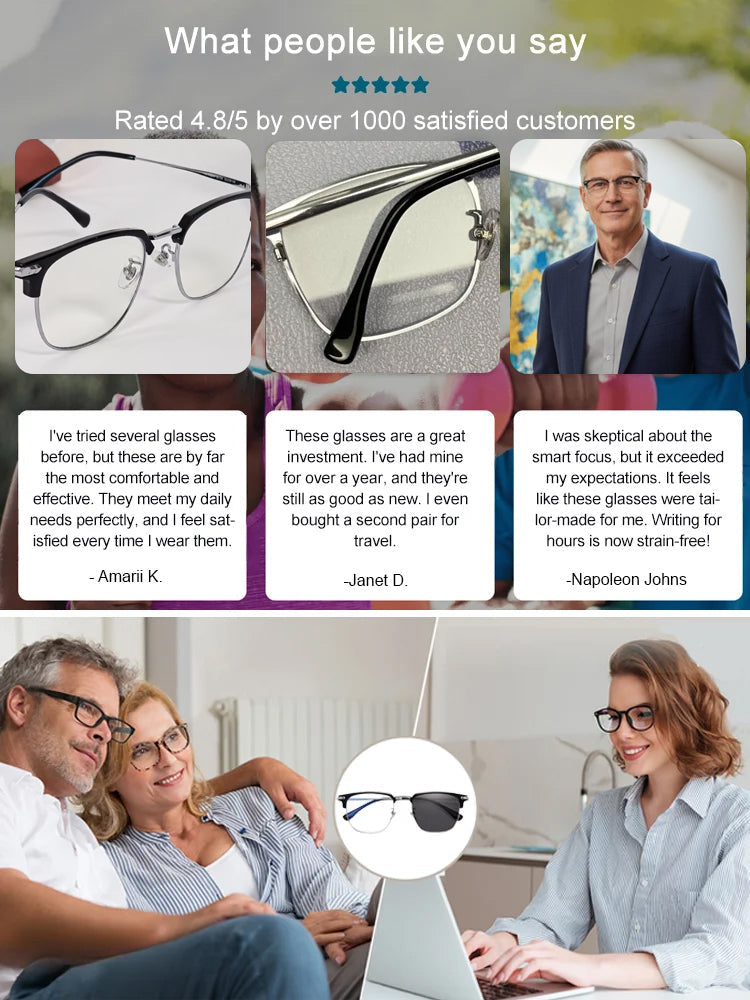 🔥【Revolutionize Your Eyewear with German-Engineered Auto-Focus Glasses!】Auto-focus blue light blocking reading glasses