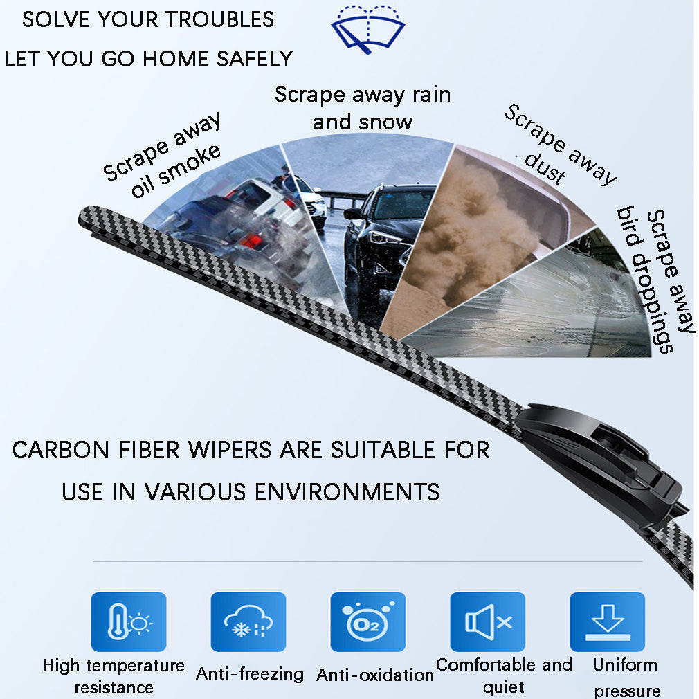 Quiet, Boneless Carbon Fiber Windscreen Wipers