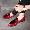 Suede Gold Buckle Slip On Shoes