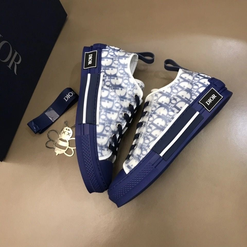 B23 Low Logo Oblique Blue Canvas Sneakers