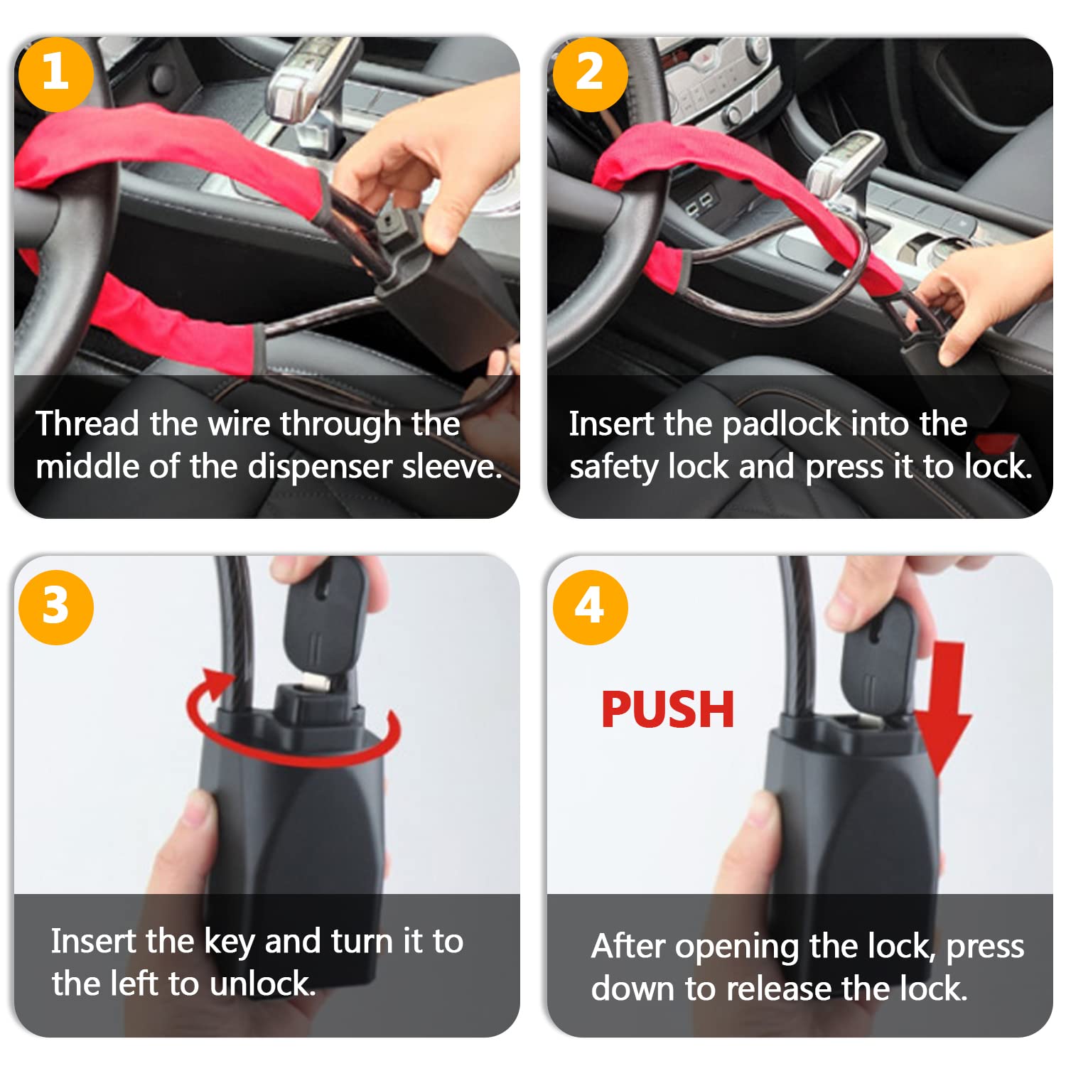 Steering Lock Steering Wheel Lock With Seat Belt Lock