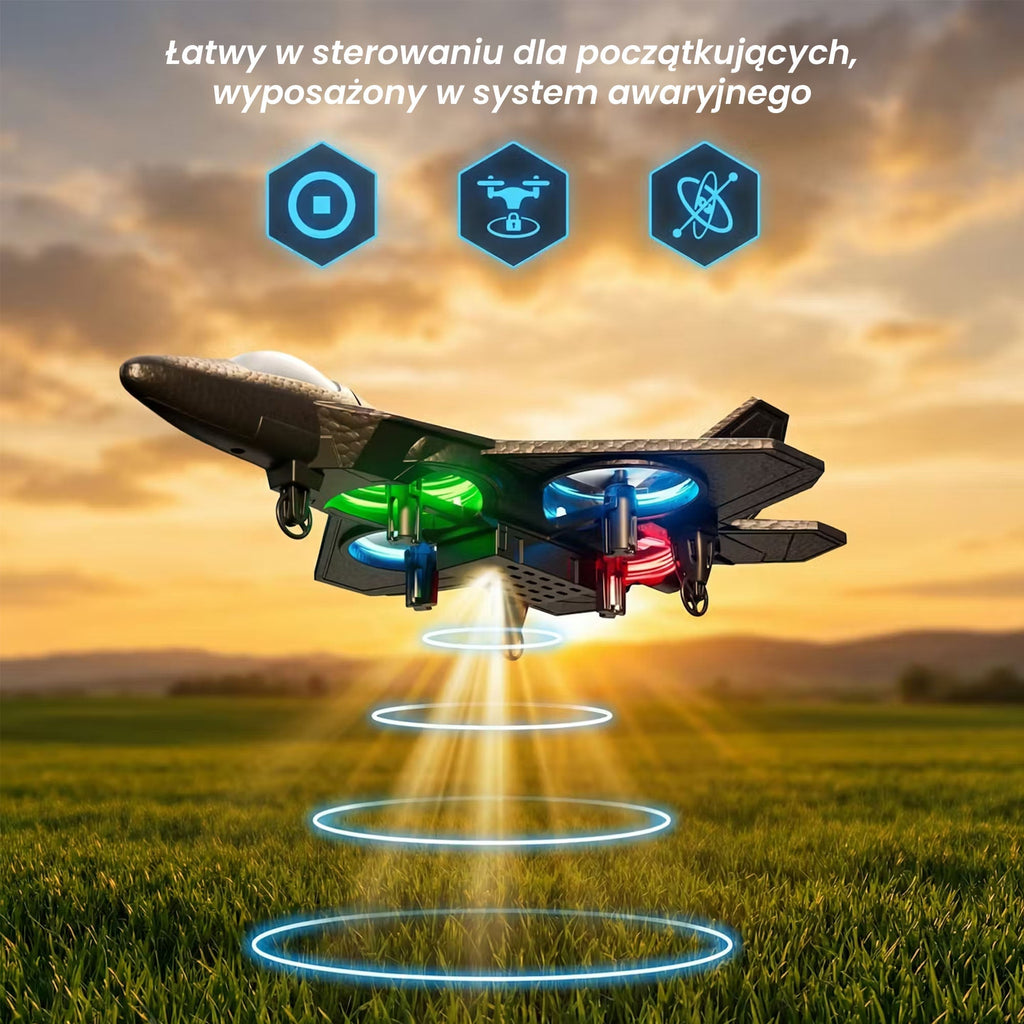 Glider Flying Helicopter RC Hobby Jet Plane 2.4G Stunt Remote Control Foam Fighter Airplane Toy With Light