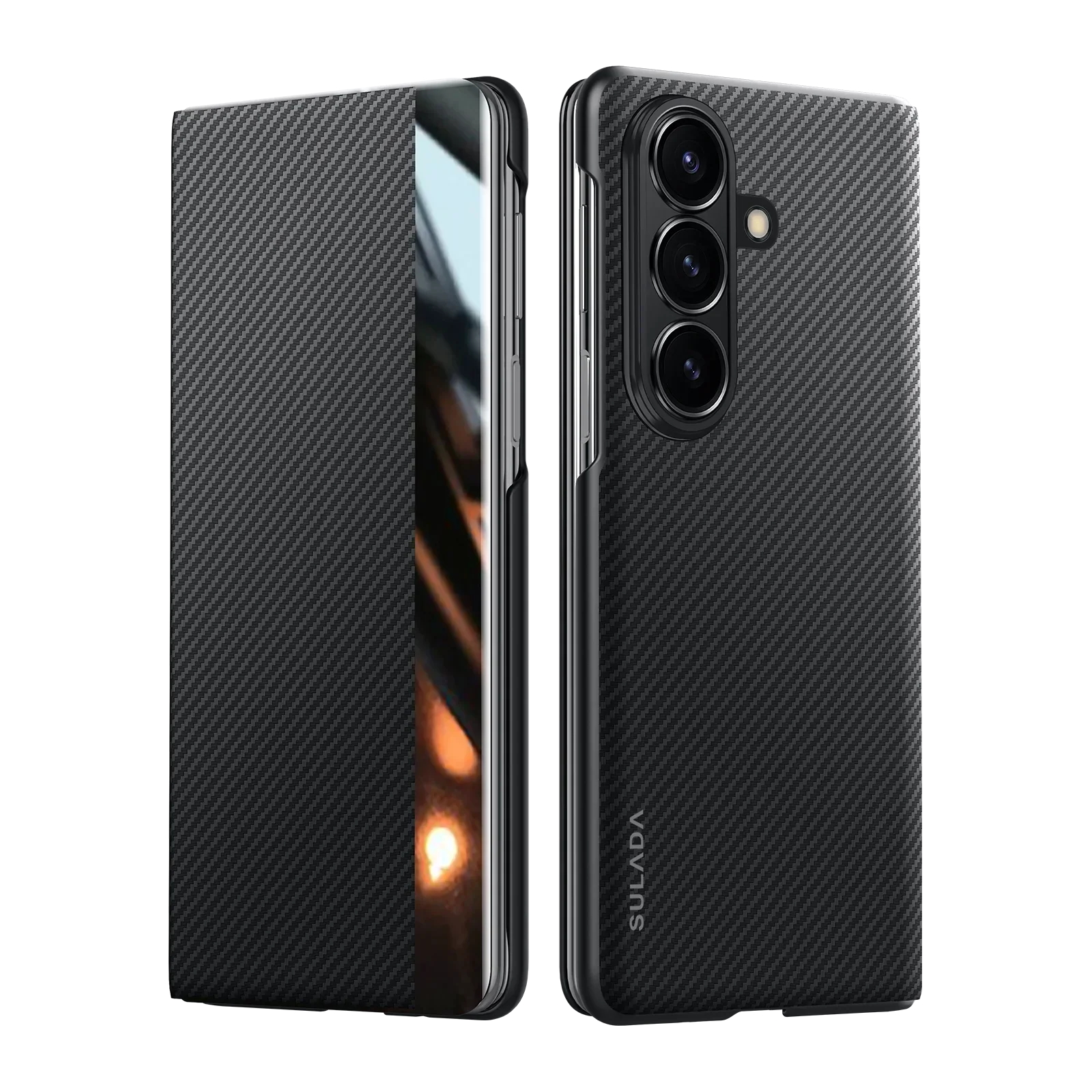 Magnetic Carbon Fiber Leather Case