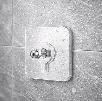 Transparent No-Drill Adhesive Wall Hook Set