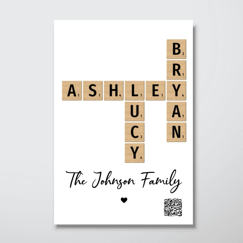 Family Crossword Art - Created In A Moment, Treasured Forever - Personalized Poster