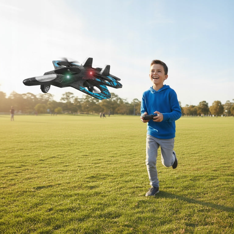 Glider Flying Helicopter RC Hobby Jet Plane 2.4G Stunt Remote Control Foam Fighter Airplane Toy With Light