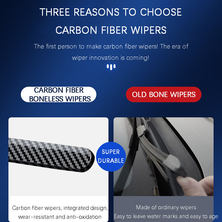 Quiet, Boneless Carbon Fiber Windscreen Wipers