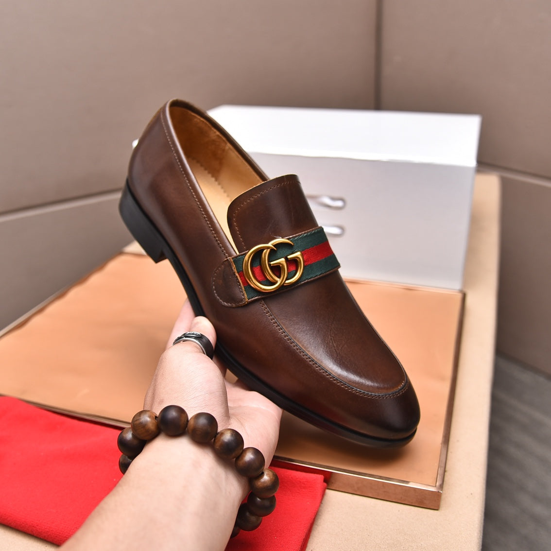 Gentleman Men's Shoes Leather Popular Classic Presbyterian Pattern Loafers G06