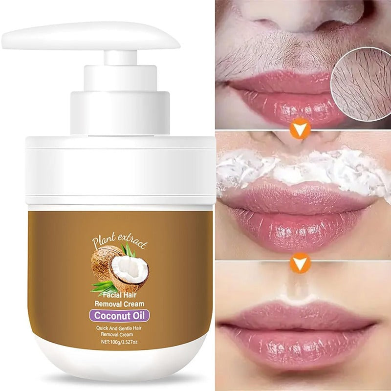 Coconut Oil Facial & Body Hair Removal Cream – Gentle & Moisturizing