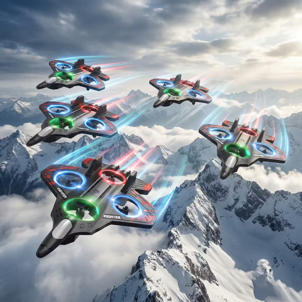 Glider Flying Helicopter RC Hobby Jet Plane 2.4G Stunt Remote Control Foam Fighter Airplane Toy With Light