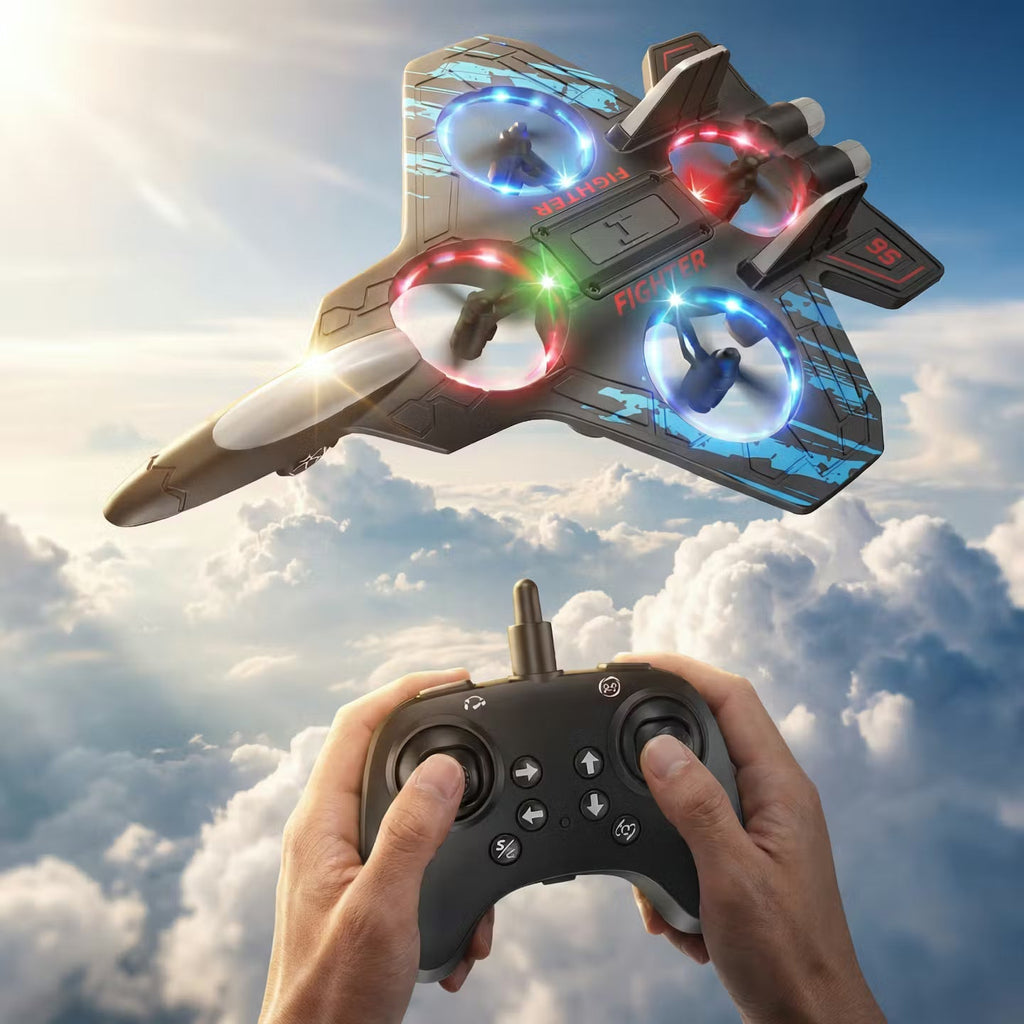 Glider Flying Helicopter RC Hobby Jet Plane 2.4G Stunt Remote Control Foam Fighter Airplane Toy With Light