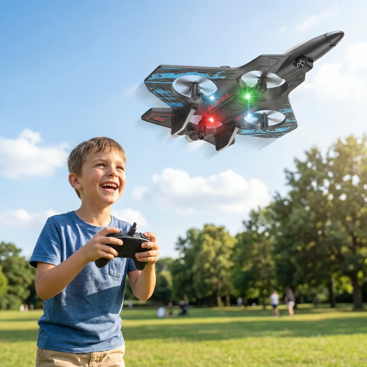 Glider Flying Helicopter RC Hobby Jet Plane 2.4G Stunt Remote Control Foam Fighter Airplane Toy With Light