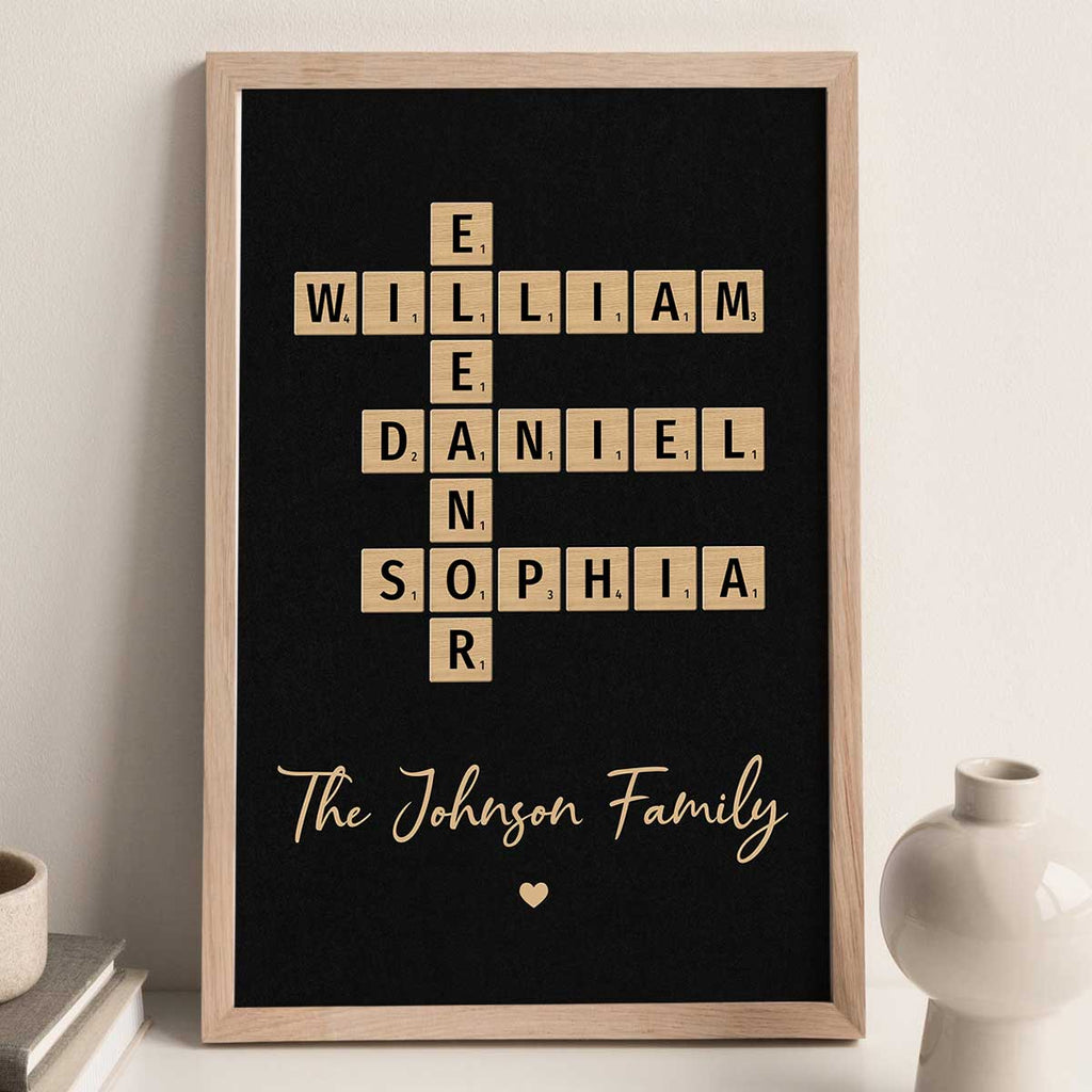 Family Crossword Art - Created In A Moment, Treasured Forever - Personalized Poster