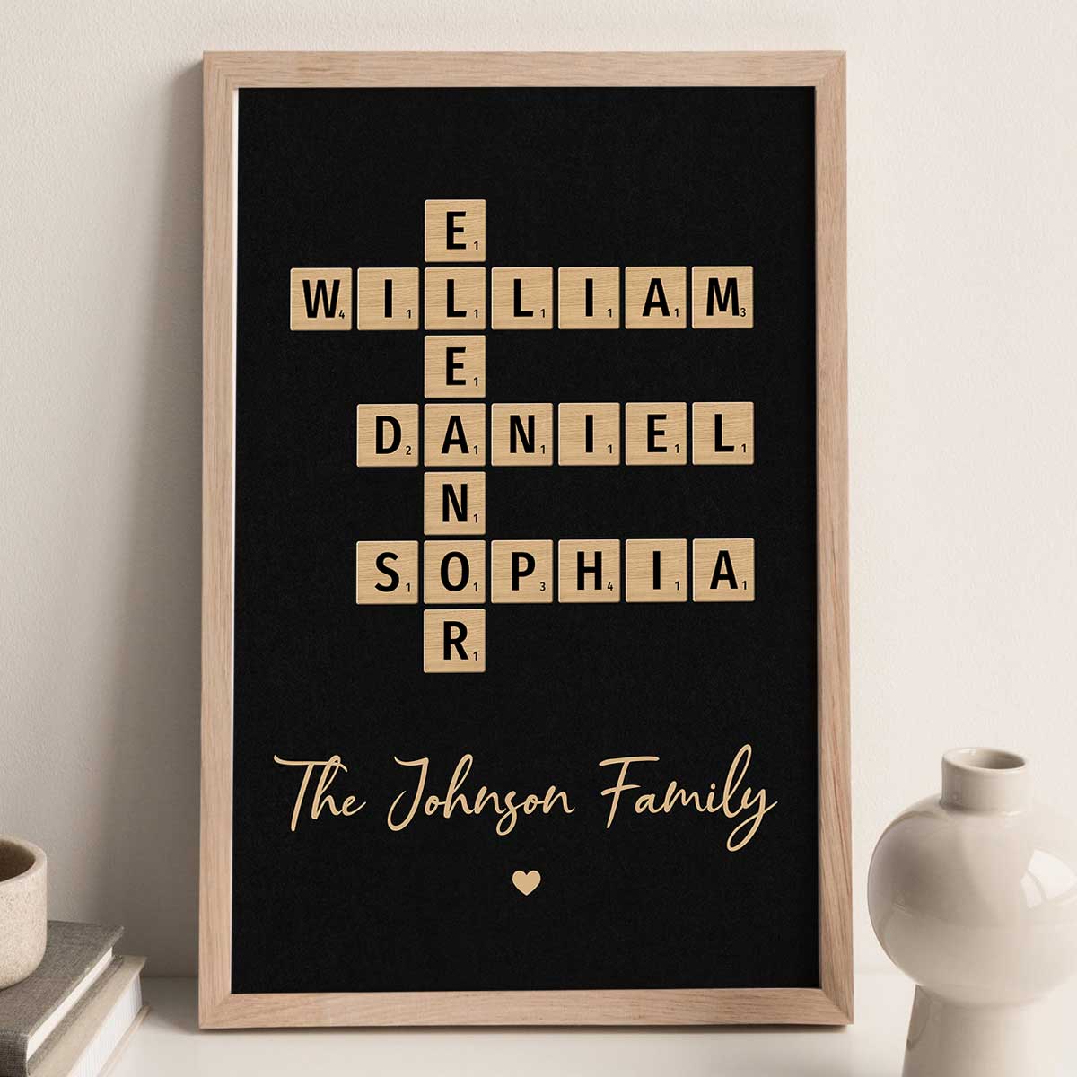 Family Crossword Art - Created In A Moment, Treasured Forever - Personalized Poster