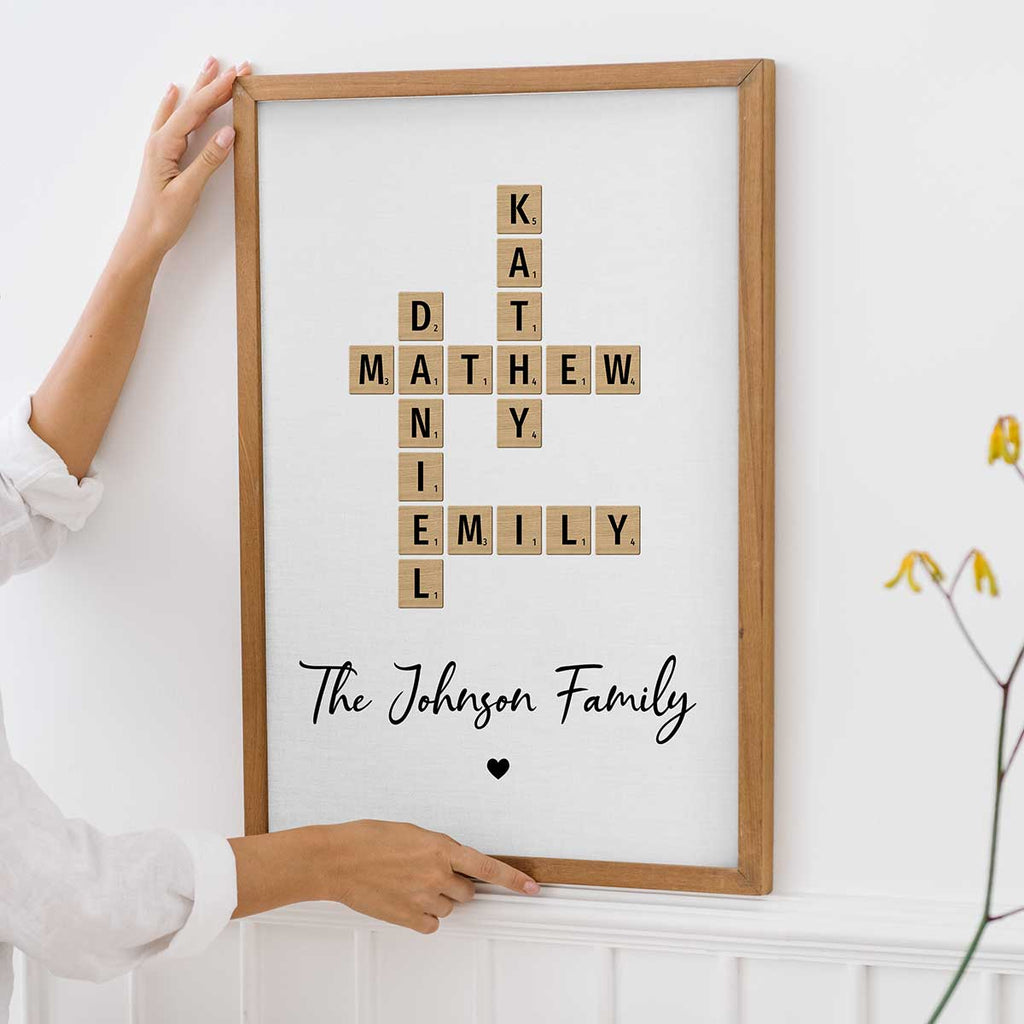 Family Crossword Art - Created In A Moment, Treasured Forever - Personalized Poster