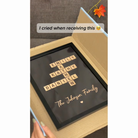 Family Crossword Art - Created In A Moment, Treasured Forever - Personalized Poster