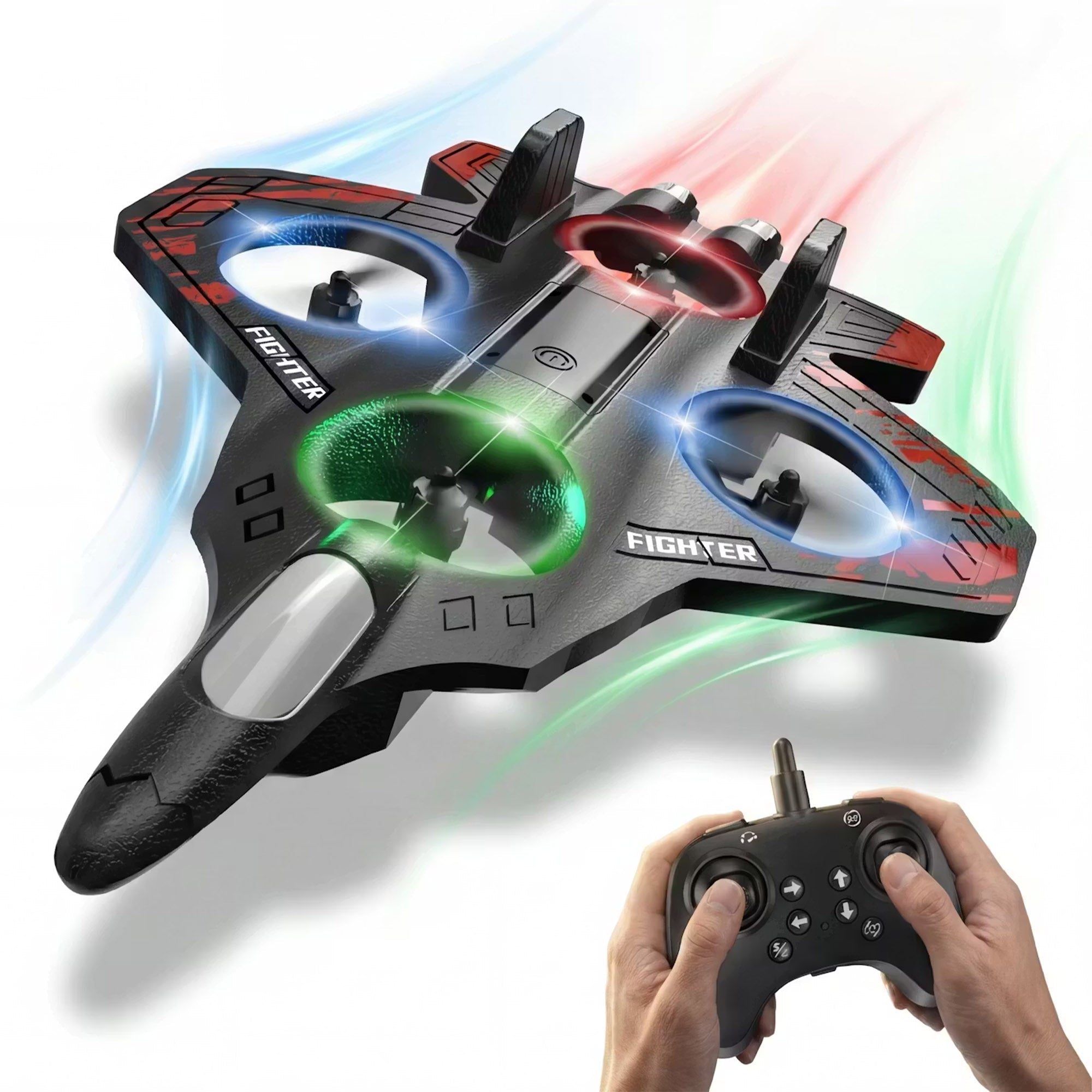 Glider Flying Helicopter RC Hobby Jet Plane 2.4G Stunt Remote Control Foam Fighter Airplane Toy With Light