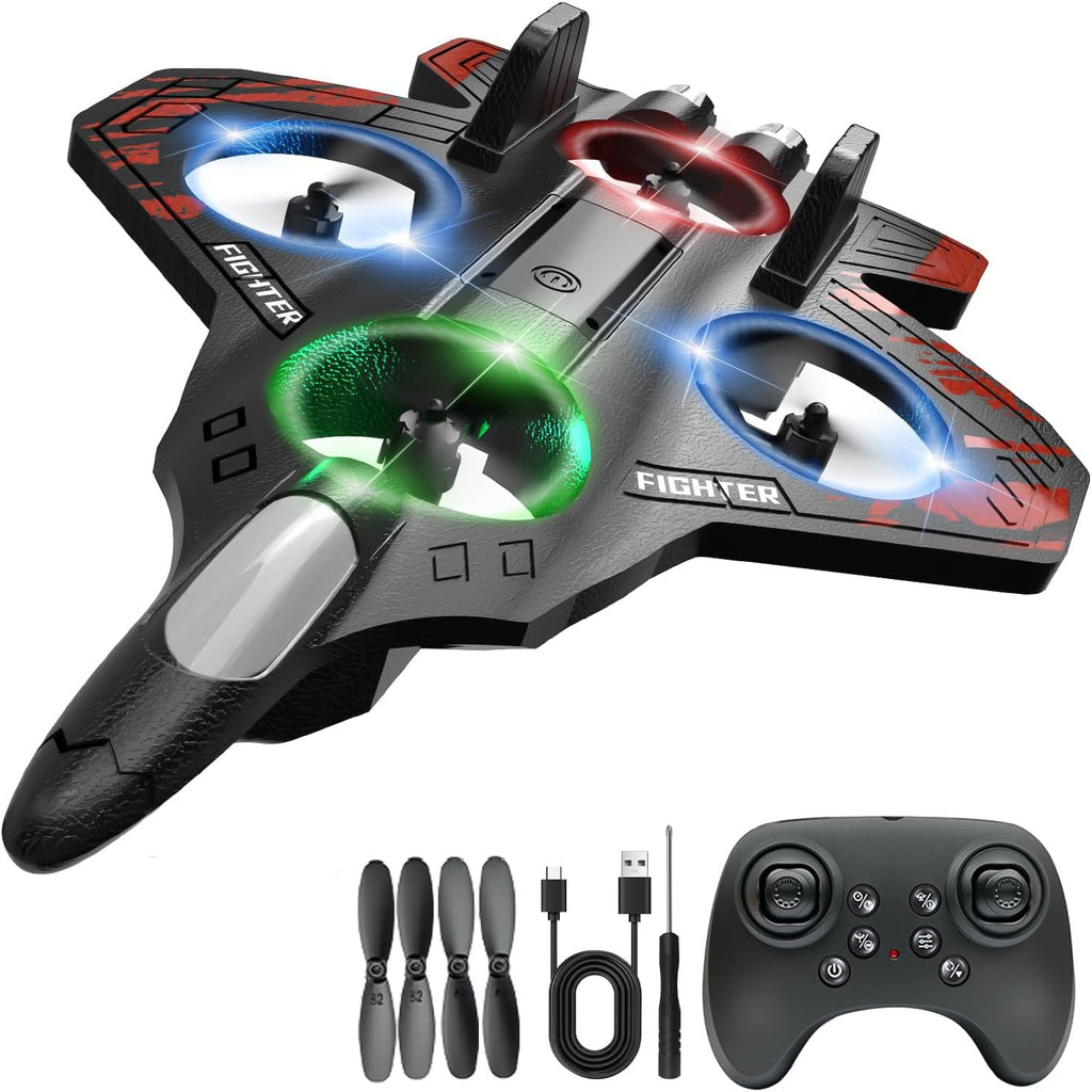 Glider Flying Helicopter RC Hobby Jet Plane 2.4G Stunt Remote Control Foam Fighter Airplane Toy With Light