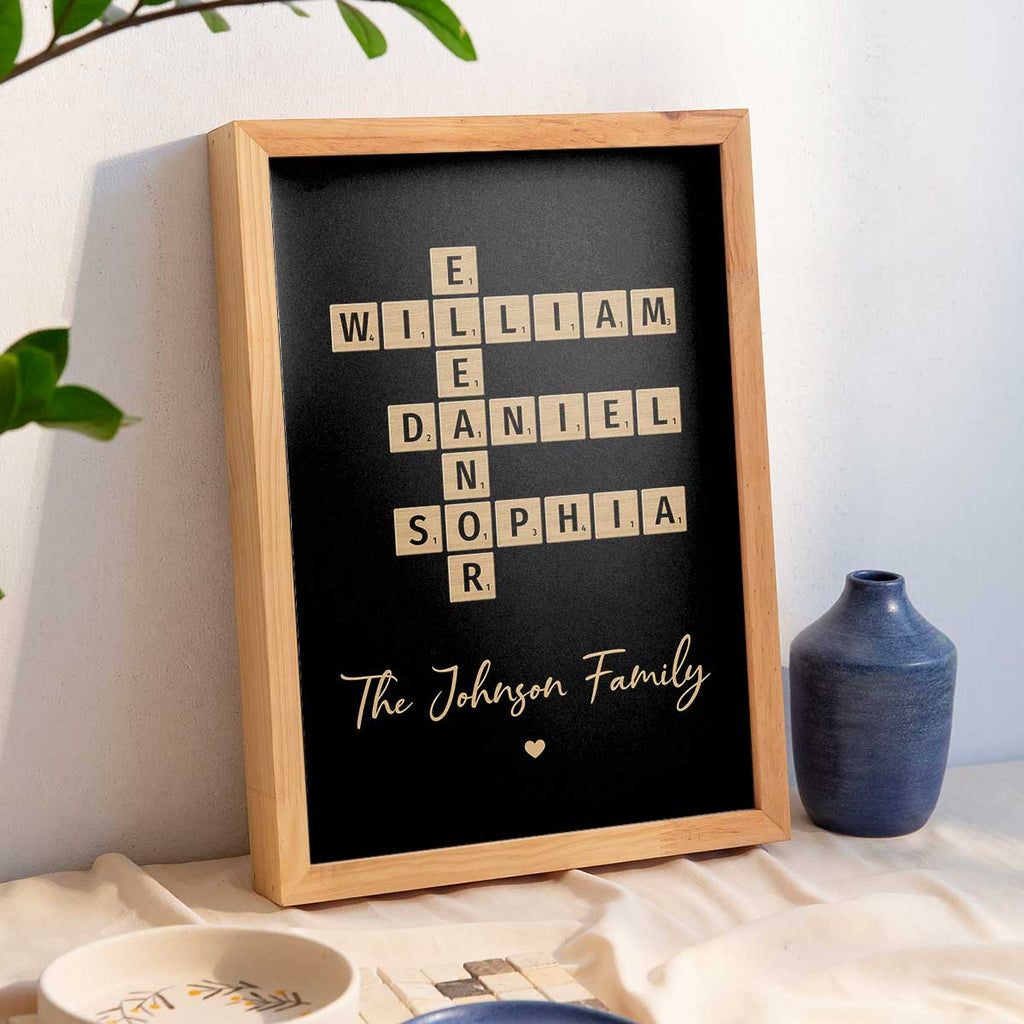 Family Crossword Art - Created In A Moment, Treasured Forever - Personalized Poster
