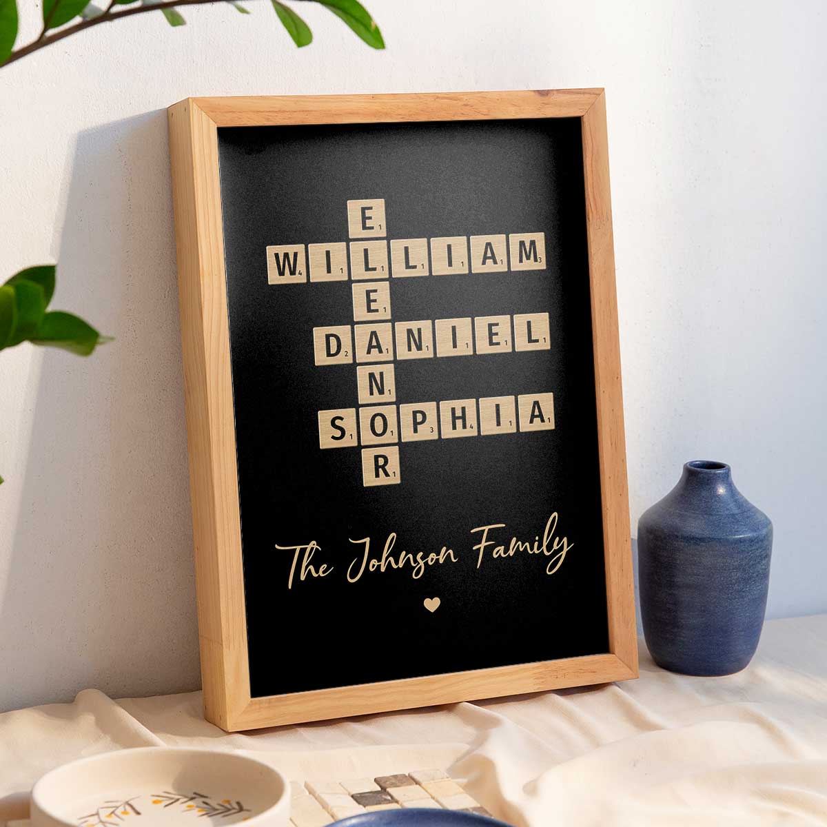 Family Crossword Art - Created In A Moment, Treasured Forever - Personalized Poster