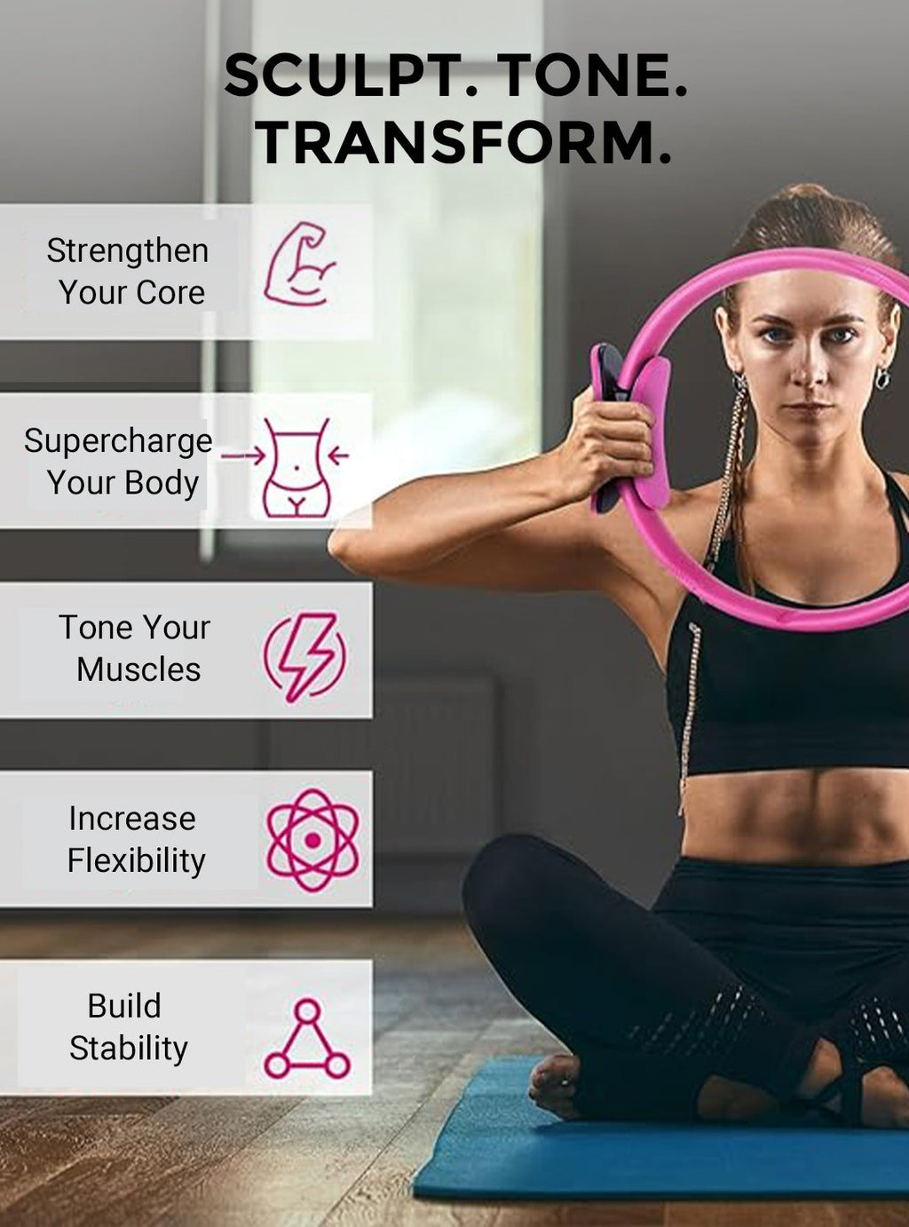 💪🌸 Shape, strengthen, improve posture – the all-in-one Pilates ring for every level! 🌿✨ Sustainable & effective for home use.