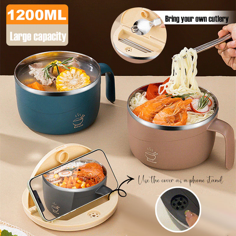💕304 Stainless Steel Multi-Purpose Anti-Scald Large-Capacity Instant Noodle Bowl